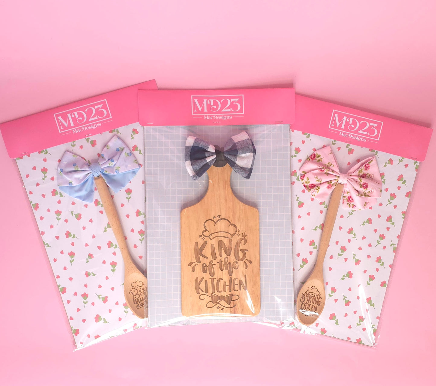 One Light Blue & White Floral Bow Decorative Chopping Board