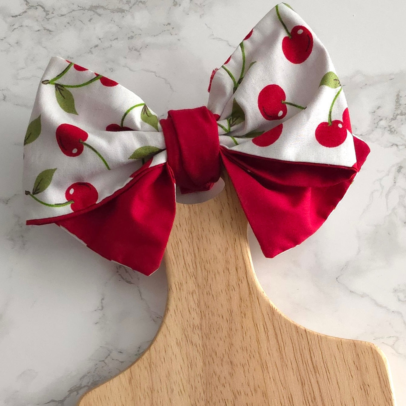 One White & Red Cherry Bow Decorative Chopping Board