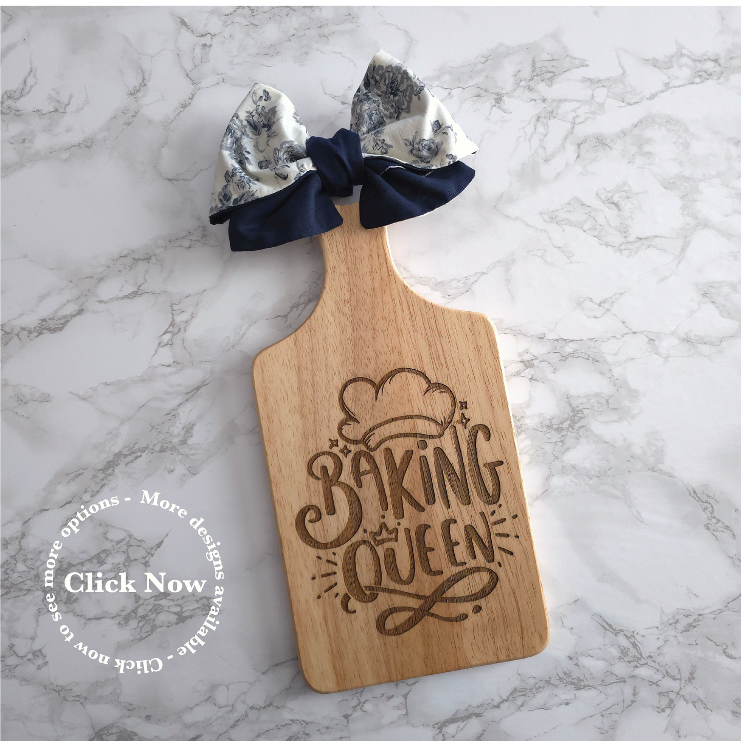 One Navy & Cream Floral Bow Decorative Chopping Board