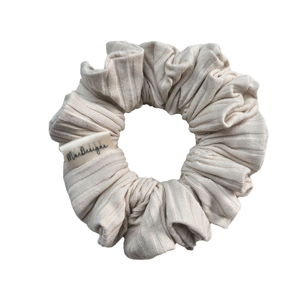 Beige Wide Ribbed Jersey Style Scrunchie, Original