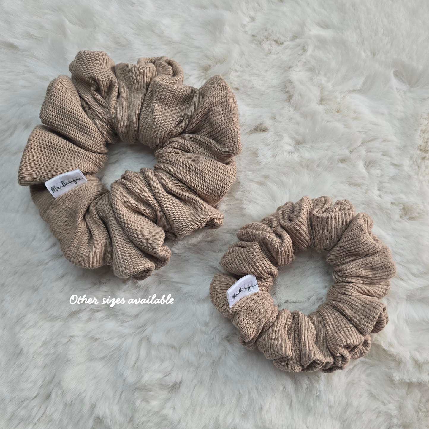 Beige Ribbed Jersey scrunchie, Large