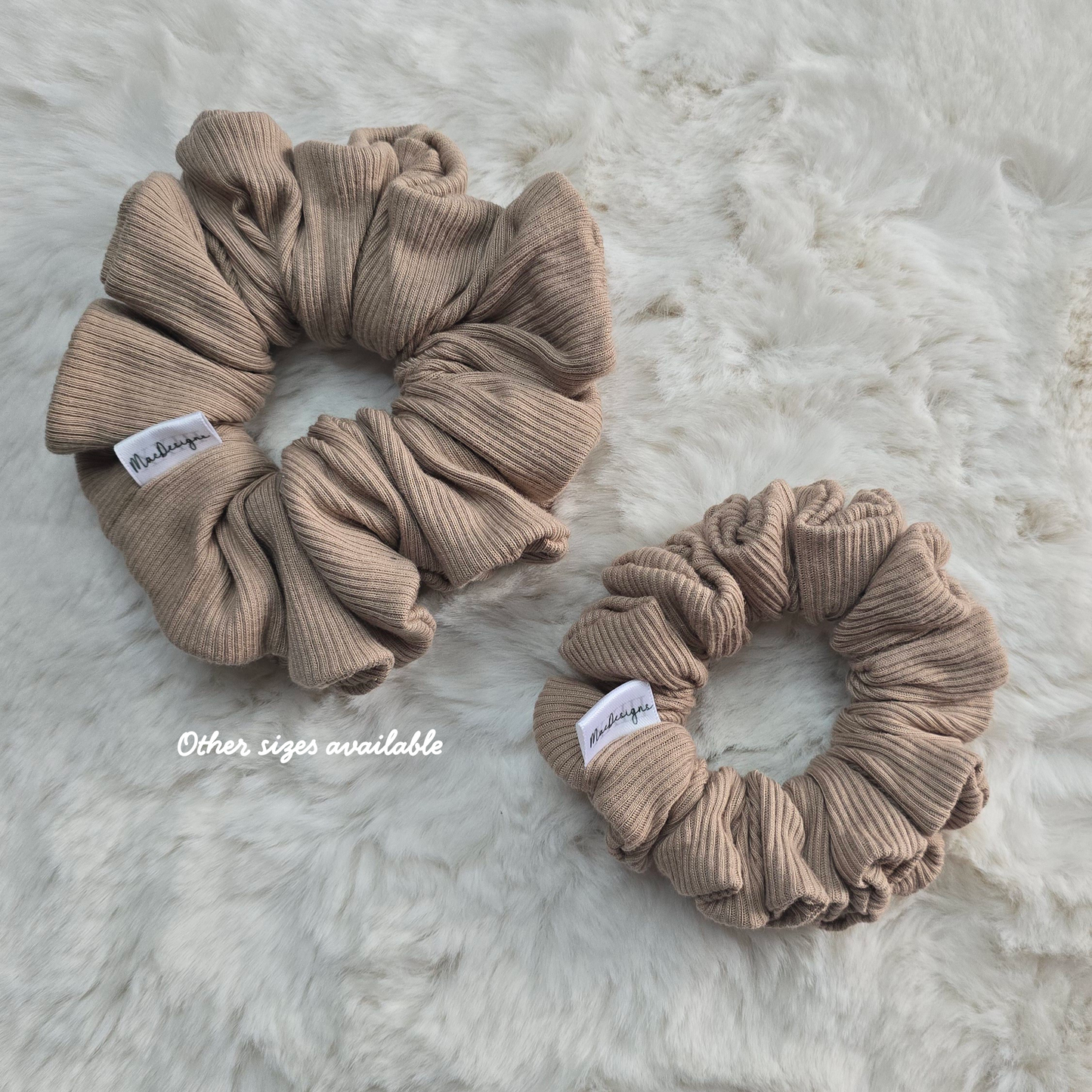 Beige Ribbed Jersey scrunchie, Original Fluffy