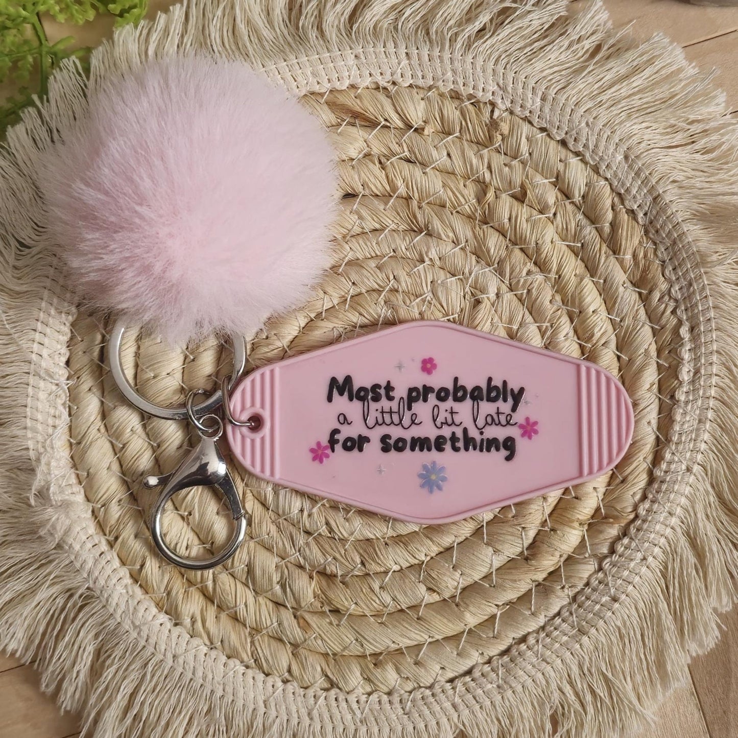 Motel Keyring Cute Keyring Pink fluffy Pom Pom MacDesigns23