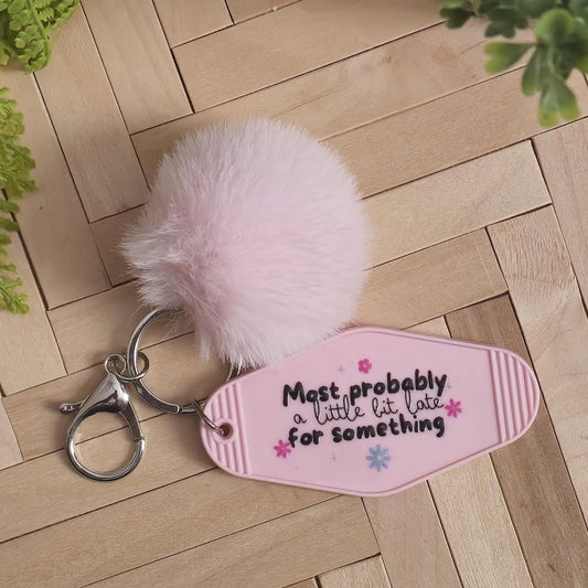 Motel Keyring Cute Keyring Pink fluffy Pom Pom MacDesigns23