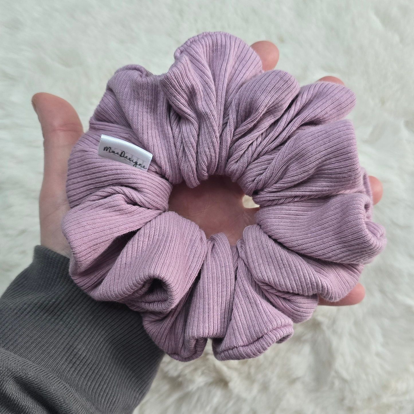 Light purple / Lilac ribbed jersey scrunchie, XL.