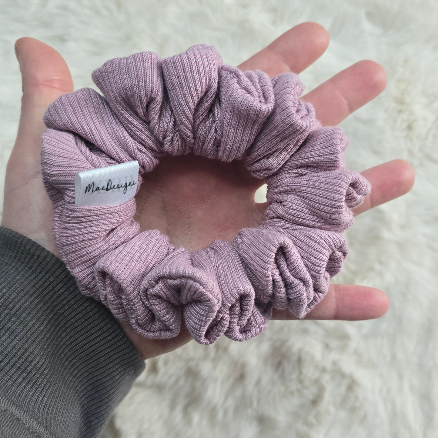 Light purple / Lilac Ribbed Jersey Scrunchie. OG Fluffy. Light weight.