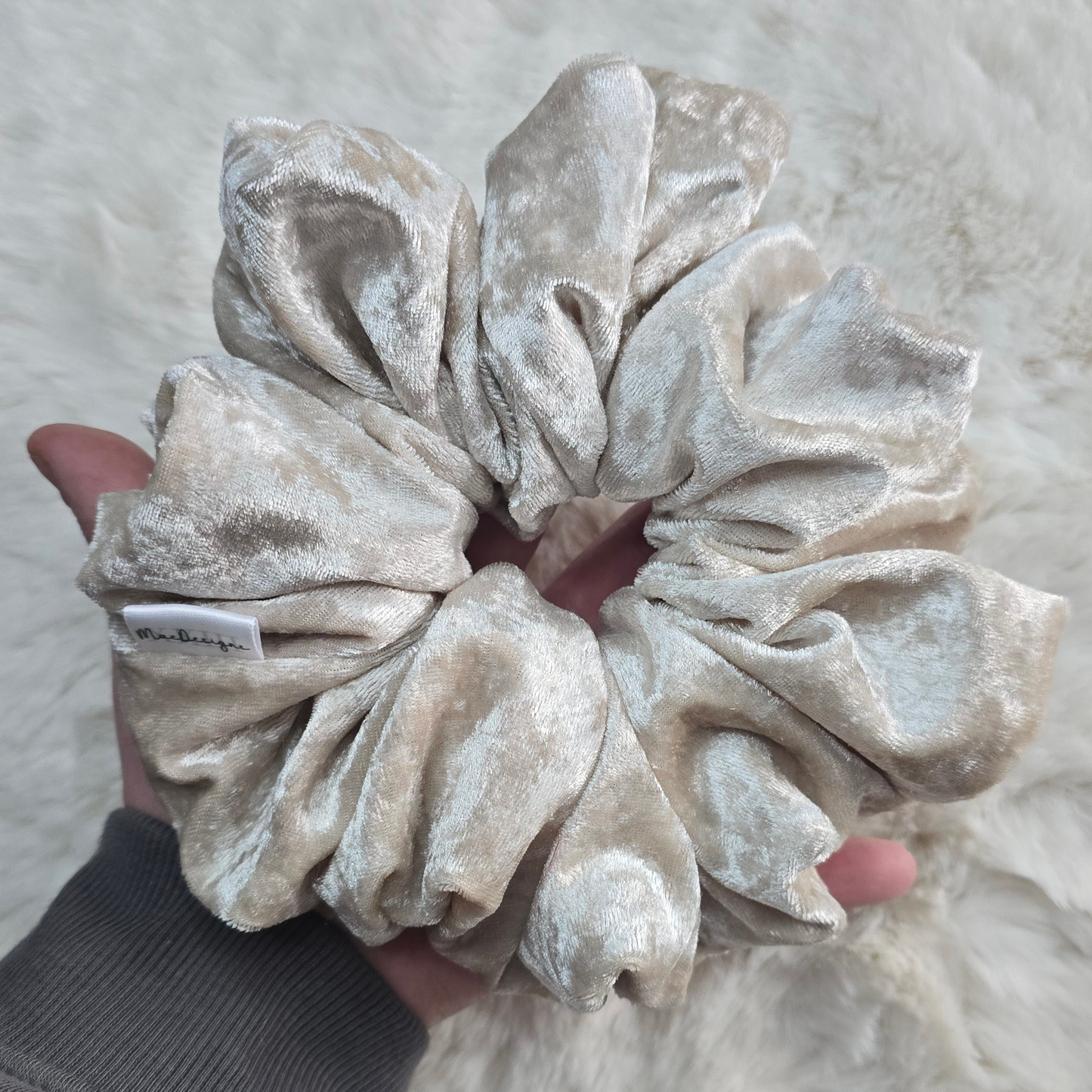 Silver Velvet Scrunchie XXL