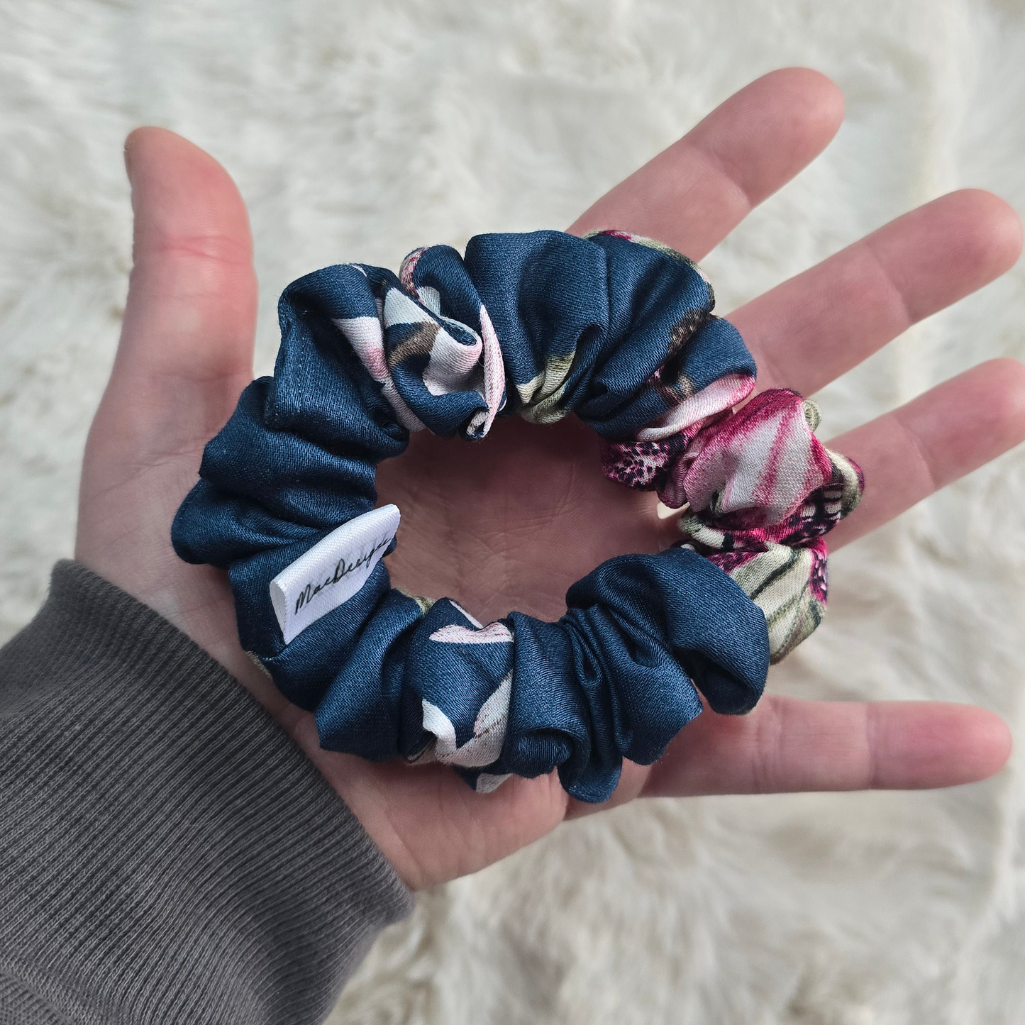 Blue Multi Floral Scrunchie. Midi