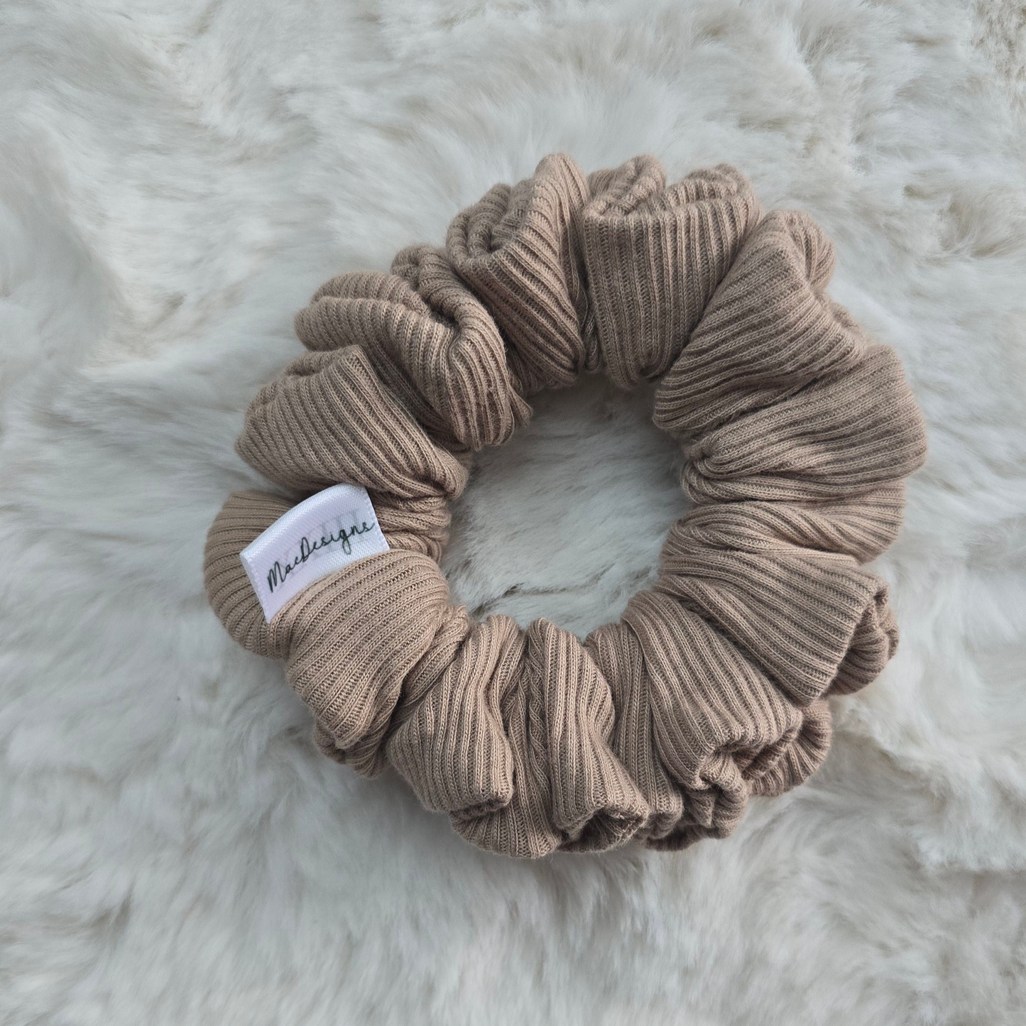 Beige Ribbed Jersey scrunchie, Original Fluffy