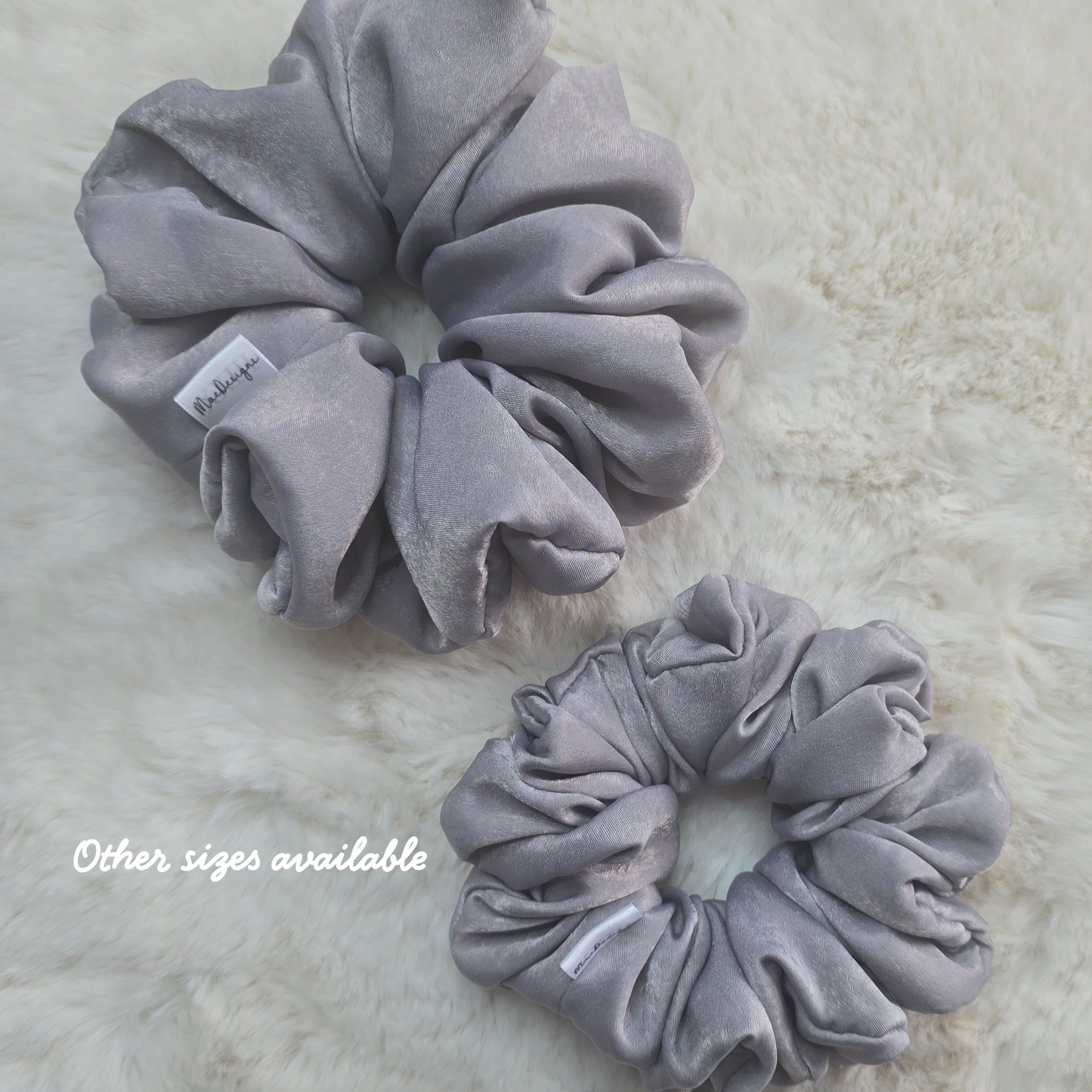 Silver Velvet Feel Scrunchie. XXL.