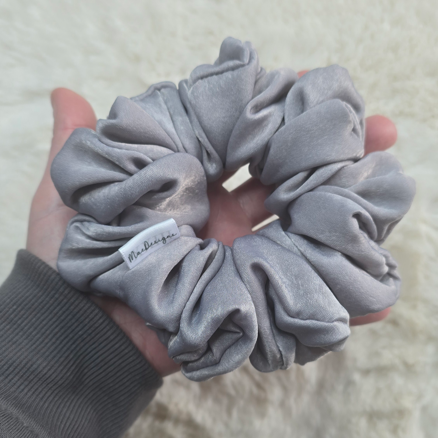 Silver Velvet Feel Scrunchie Original