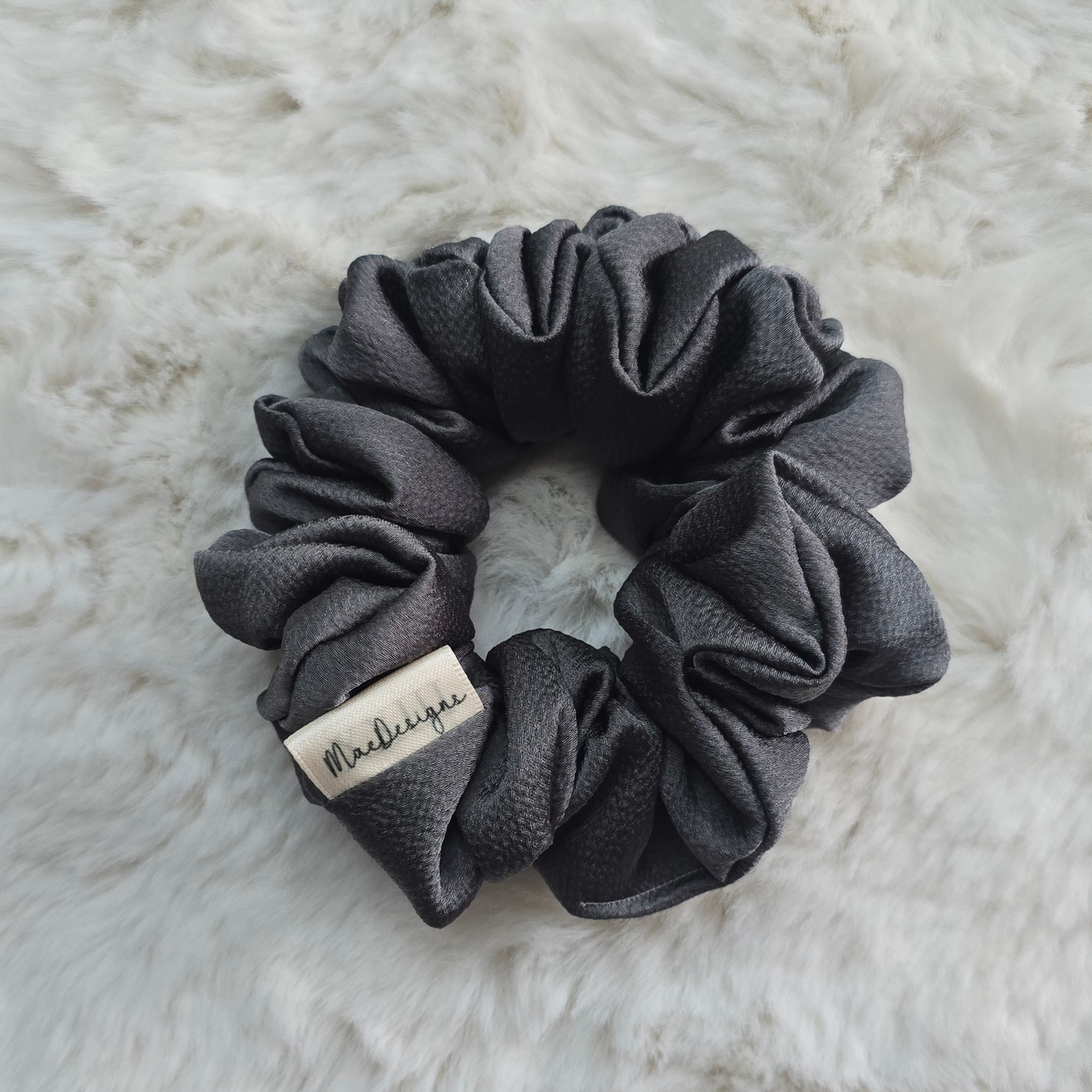 Slate Grey Bubble Satin, Orignal, Scrunchie