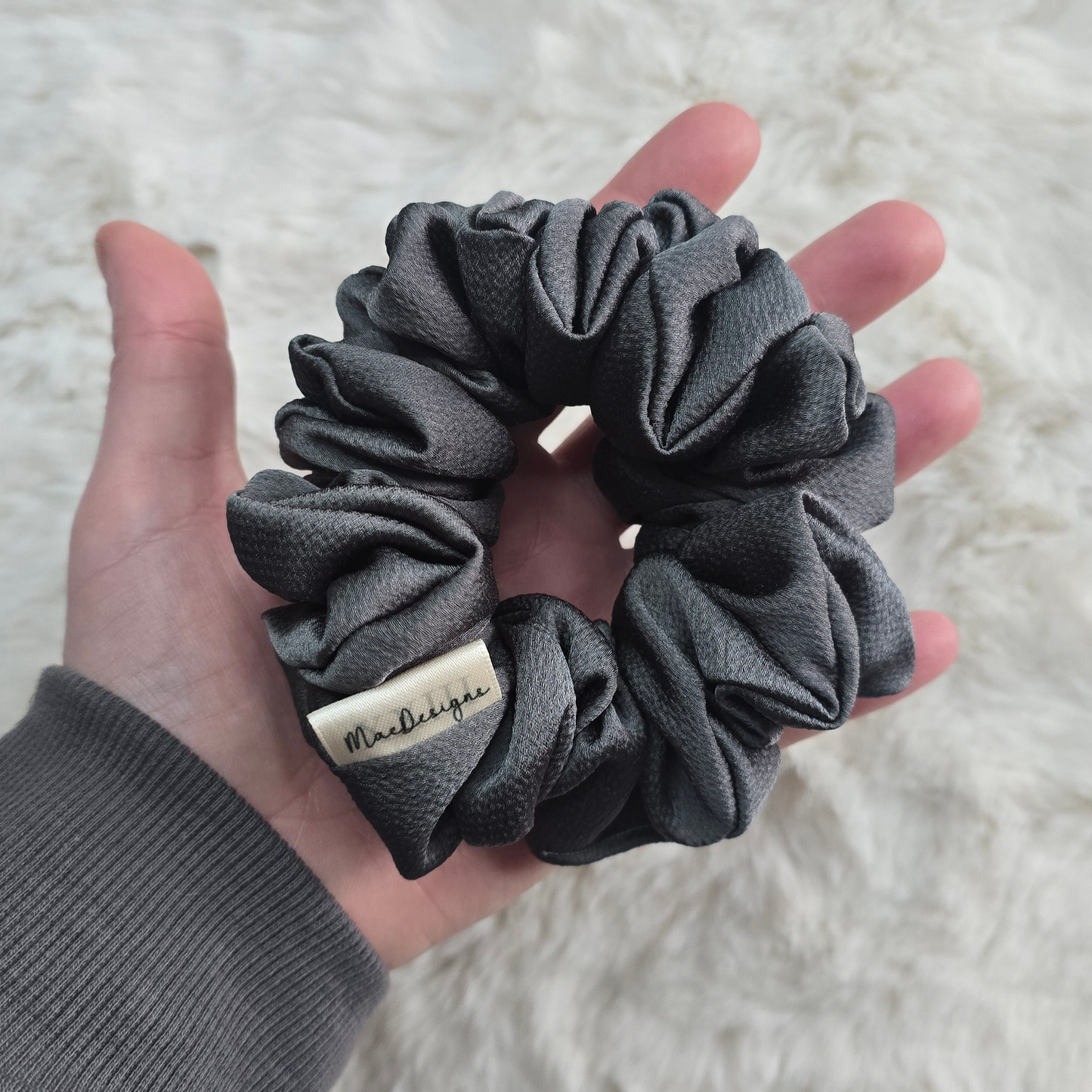 Slate Grey Bubble Satin, Orignal, Scrunchie