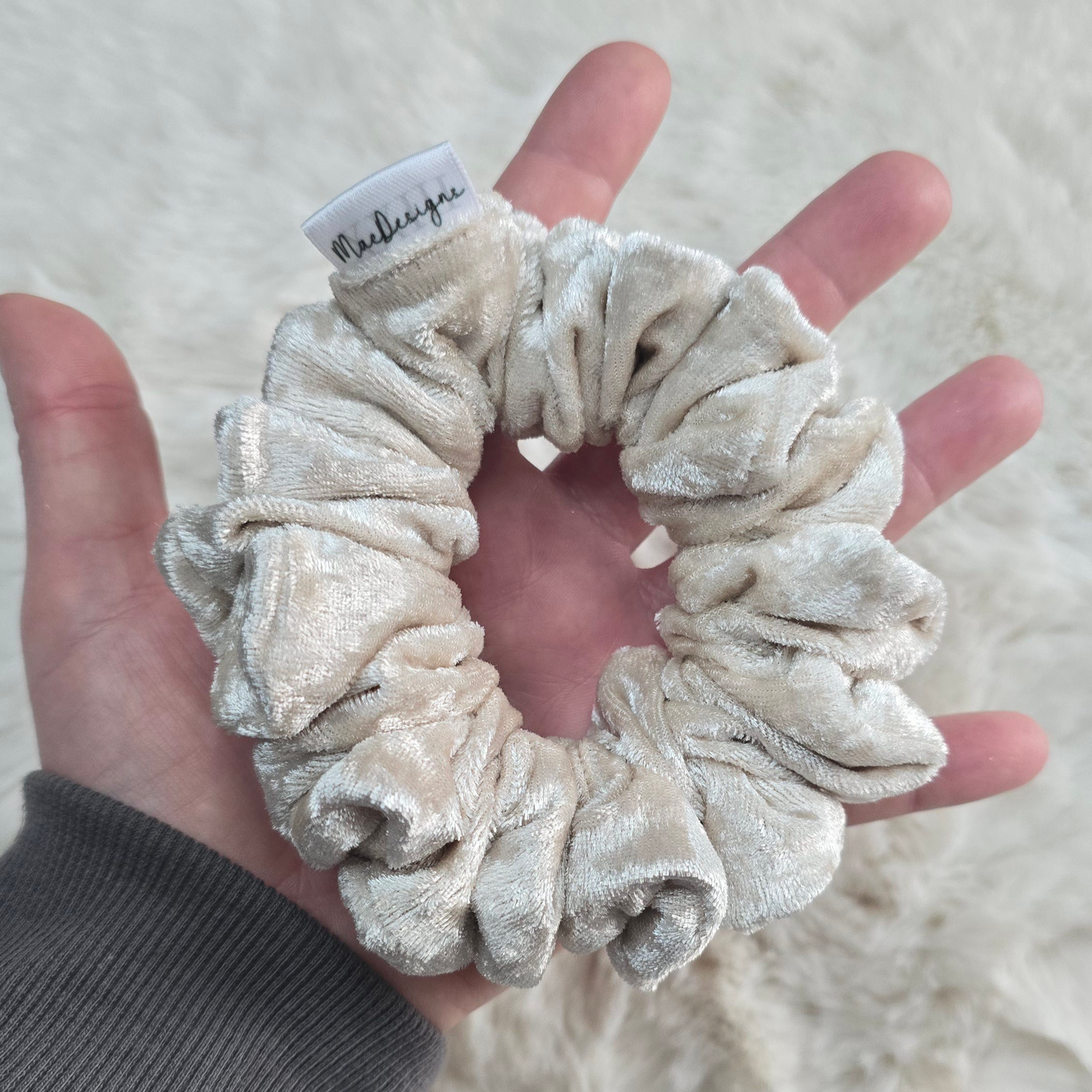 Silver Velvet Scrunchie Orignal