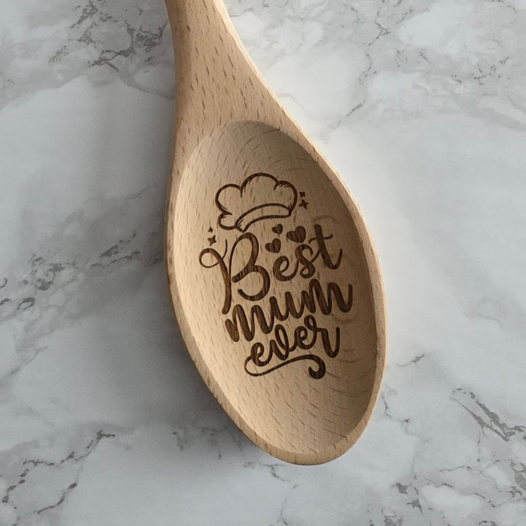 Best Mum Ever (Chunky Design) - One Decorative Wooden Spoon