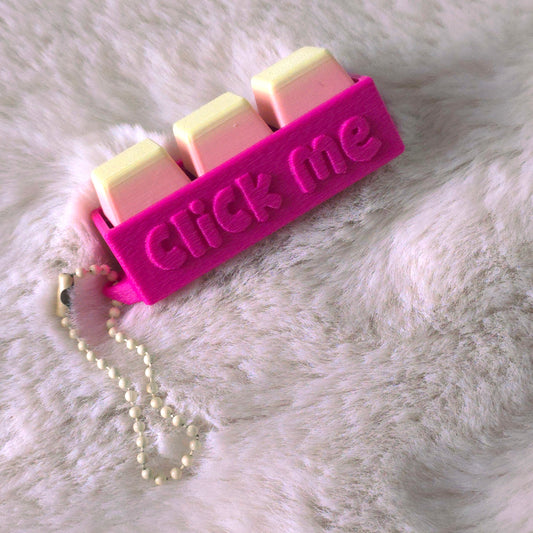 Fidget Clicker, Keyboard Clicker - Fuzzy Click Me in Pink, Yellow & Orange