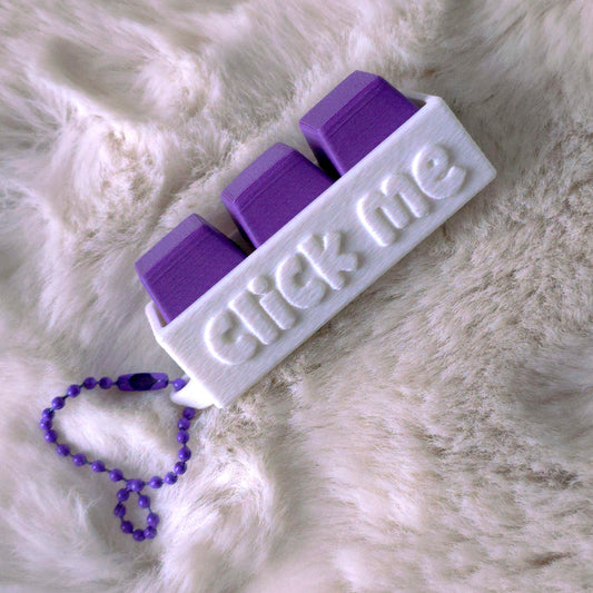 Fidget Clicker, Keyboard Clicker - Fuzzy Click Me in White & Purple