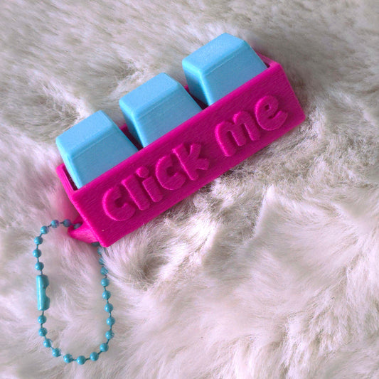 Fidget Clicker, Keyboard Clicker - Fuzzy Click Me in Blue & Pink