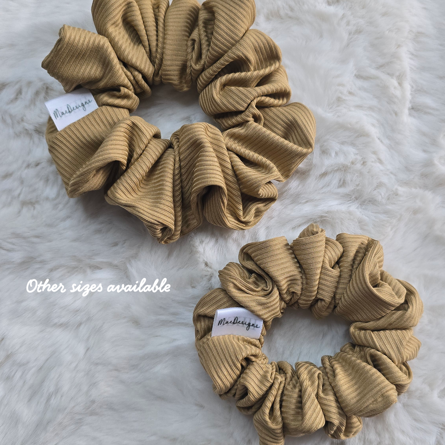 Smooth Ribbed Gold Camel Coloured XL Hair Scrunchie