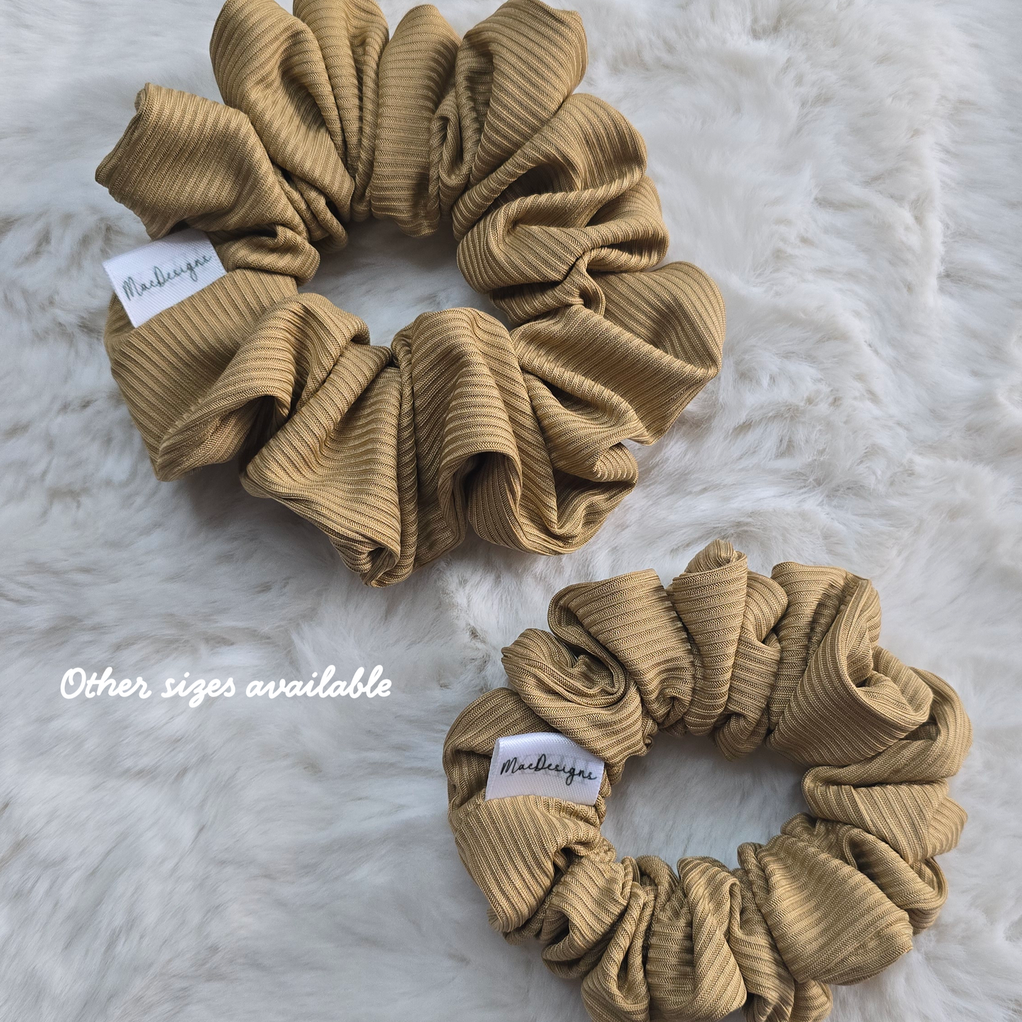 Smooth Ribbed Gold Camel Coloured Orignal Fluffy Hair Scrunchie