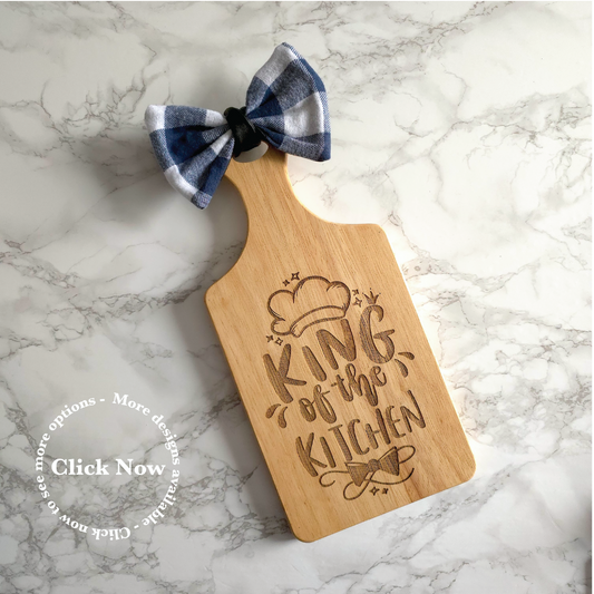 One Black Faux Leather & Blue Check Bow Decorative Chopping Board