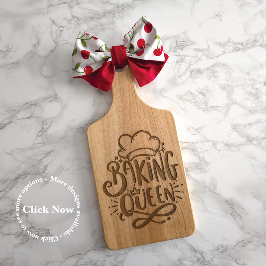 One White & Red Cherry Bow Decorative Chopping Board