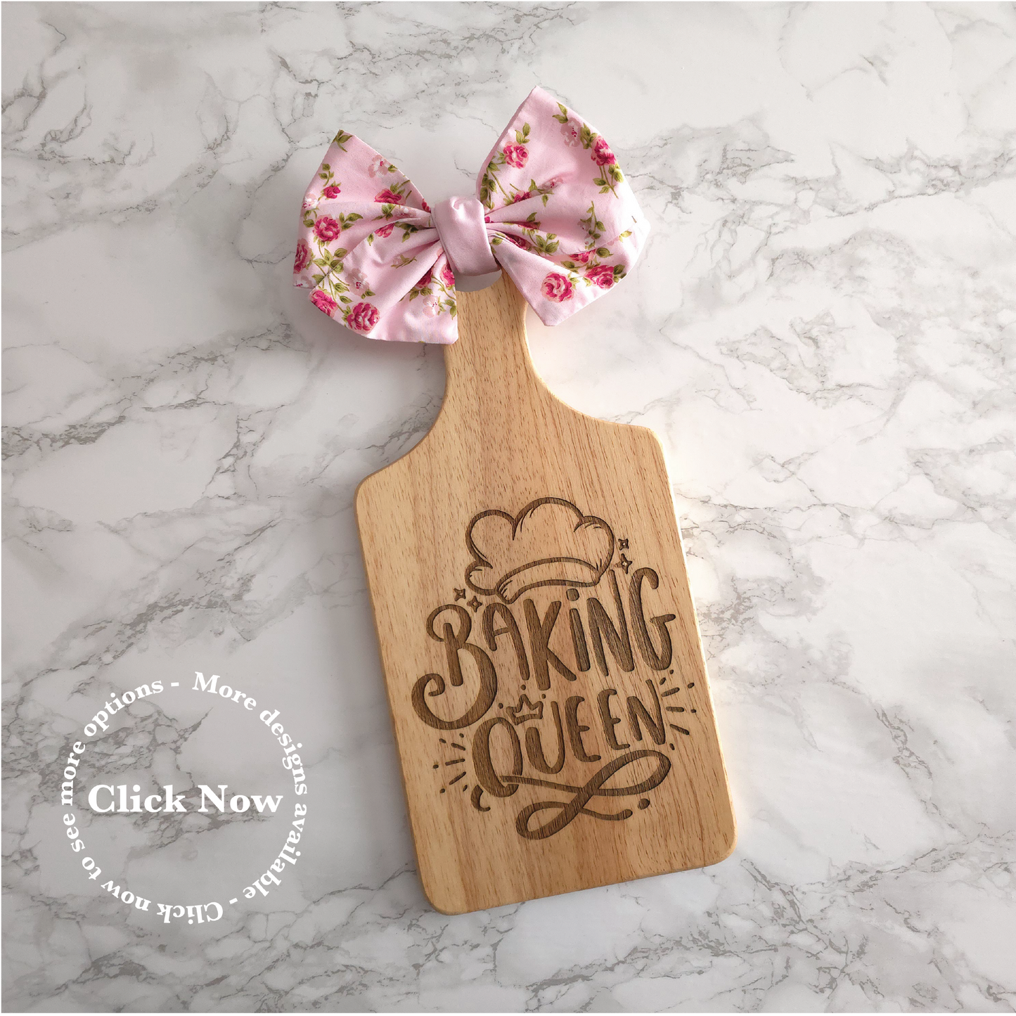 One Pink Floral Bow Decorative Chopping Board