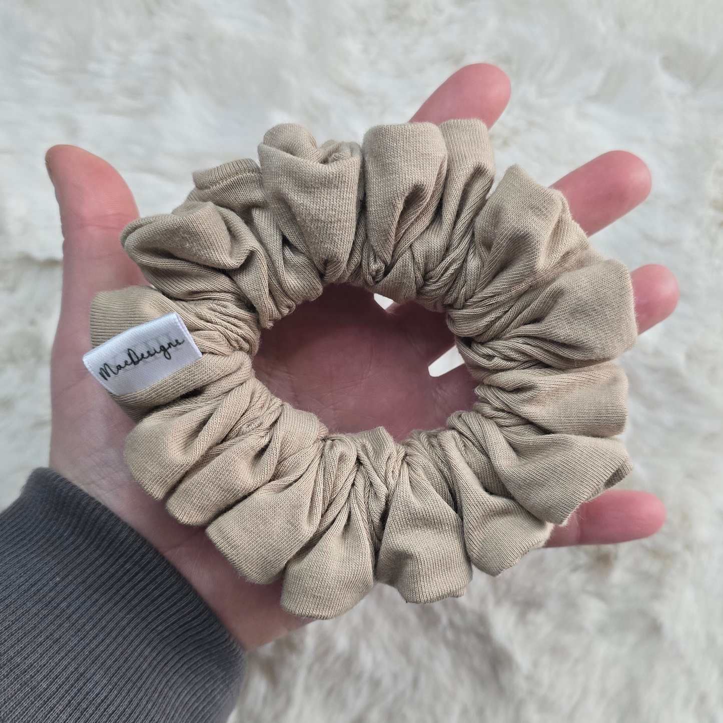 Beige Jersey scrunchie, Original  Fluffy
