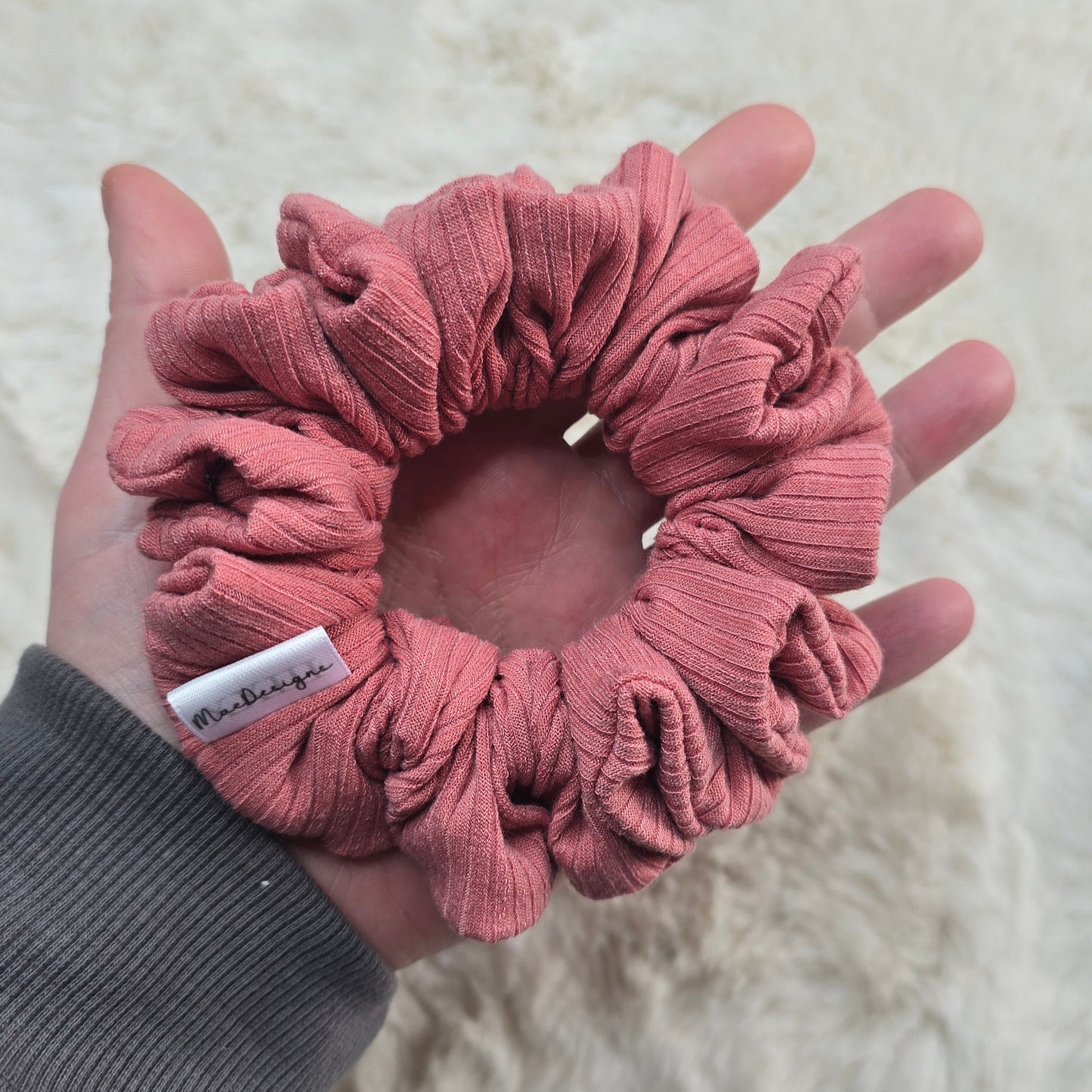 Deep pink/red wide ribbed jersey scrunchie, Original Fluffy Simply beautiful.