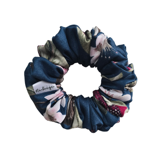 Blue Multi Floral Scrunchie. Orignal Fluffy.