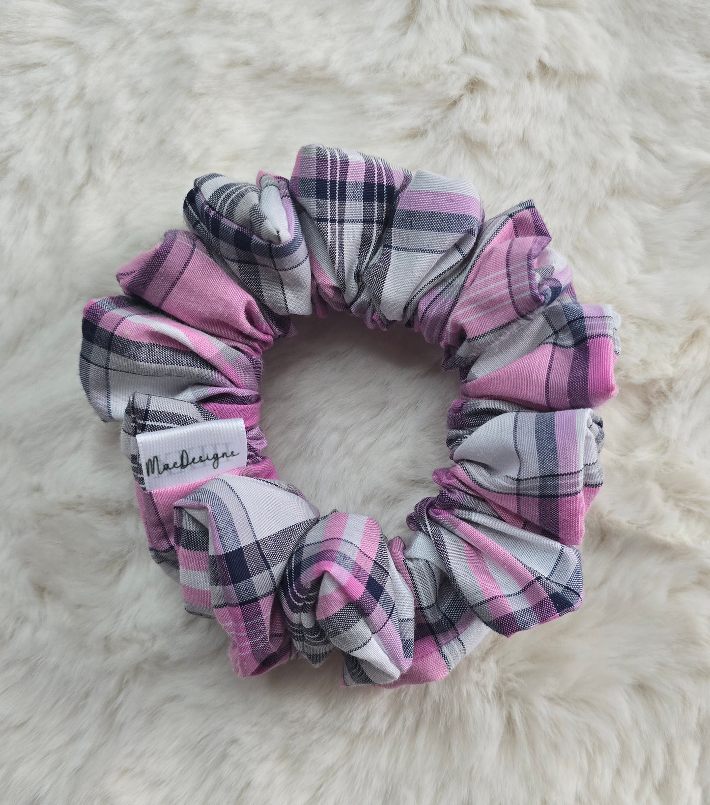 Pink and Blue Tartan scrunchie, OG. Simply Beautiful.