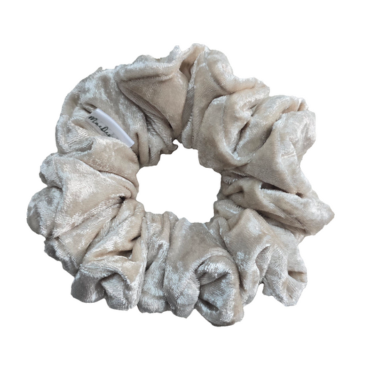 Silver Velvet Scrunchie Large