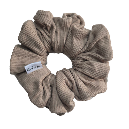 Beige Ribbed Jersey scrunchie, Large