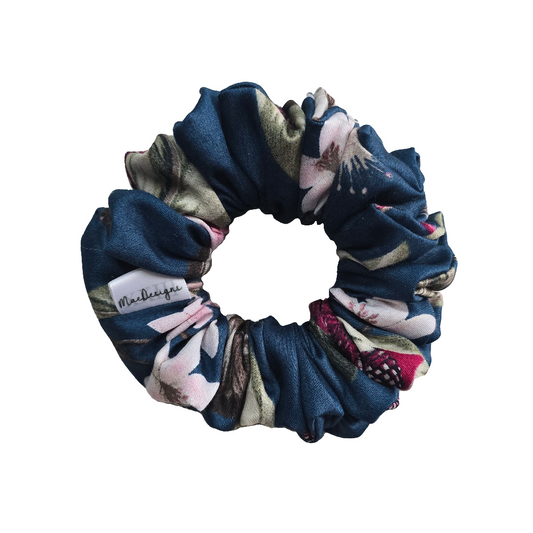 Blue Multi Floral Scrunchie. Orignal Fluffy.