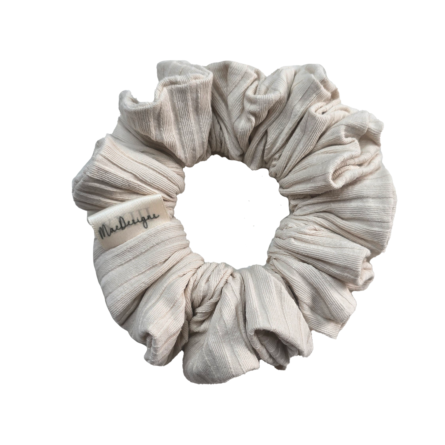 Beige Wide Ribbed Jersey Style Scrunchie, Original
