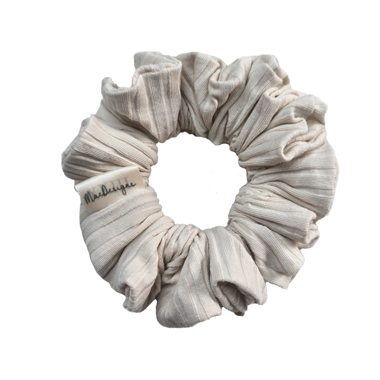 Beige Wide Ribbed Jersey Style Scrunchie, Original