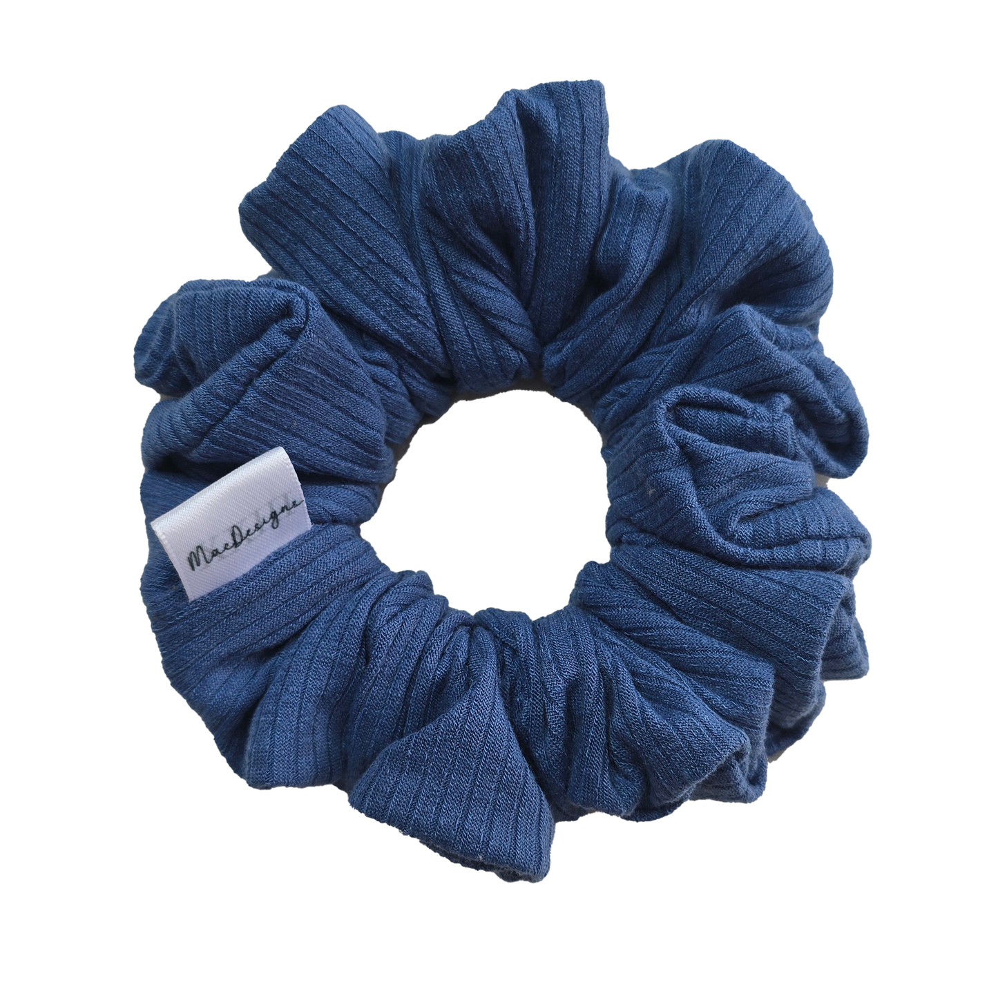 Blue Wide Ribbed Jersey Scrunchie, Orignal Fluffy