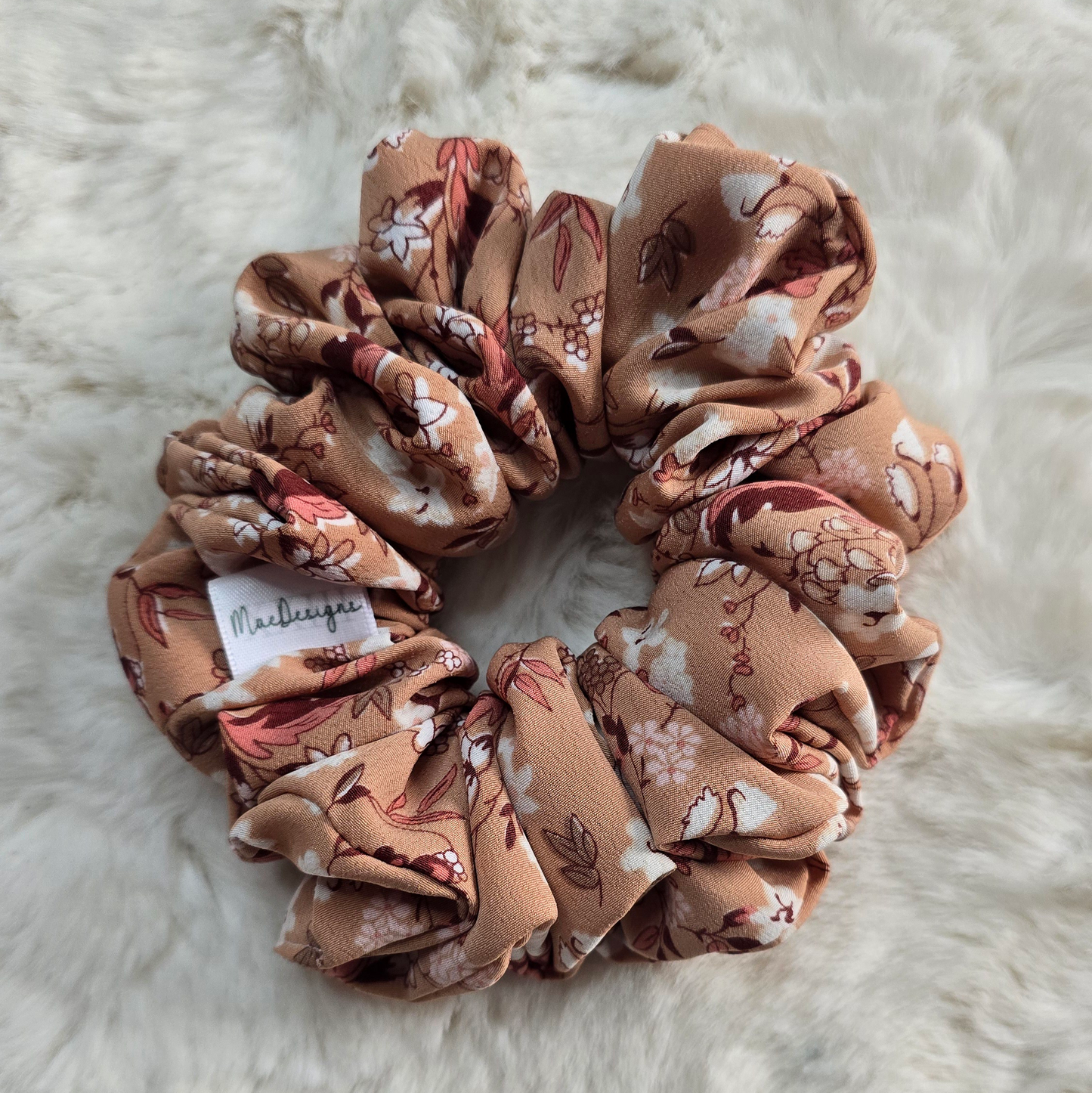 Brown floral scrunchie, Original Fluffy.