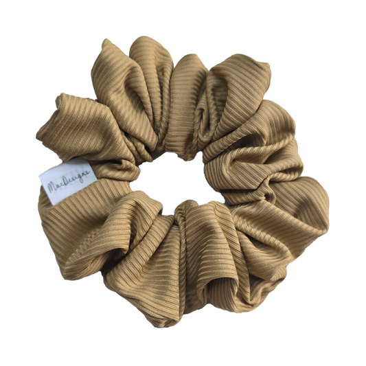 Smooth Ribbed Gold Camel Coloured XL Hair Scrunchie
