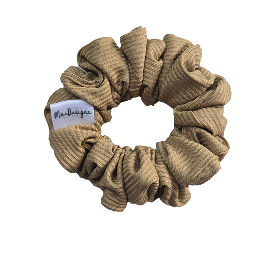 Smooth Ribbed Gold Camel Coloured Orignal Fluffy Hair Scrunchie