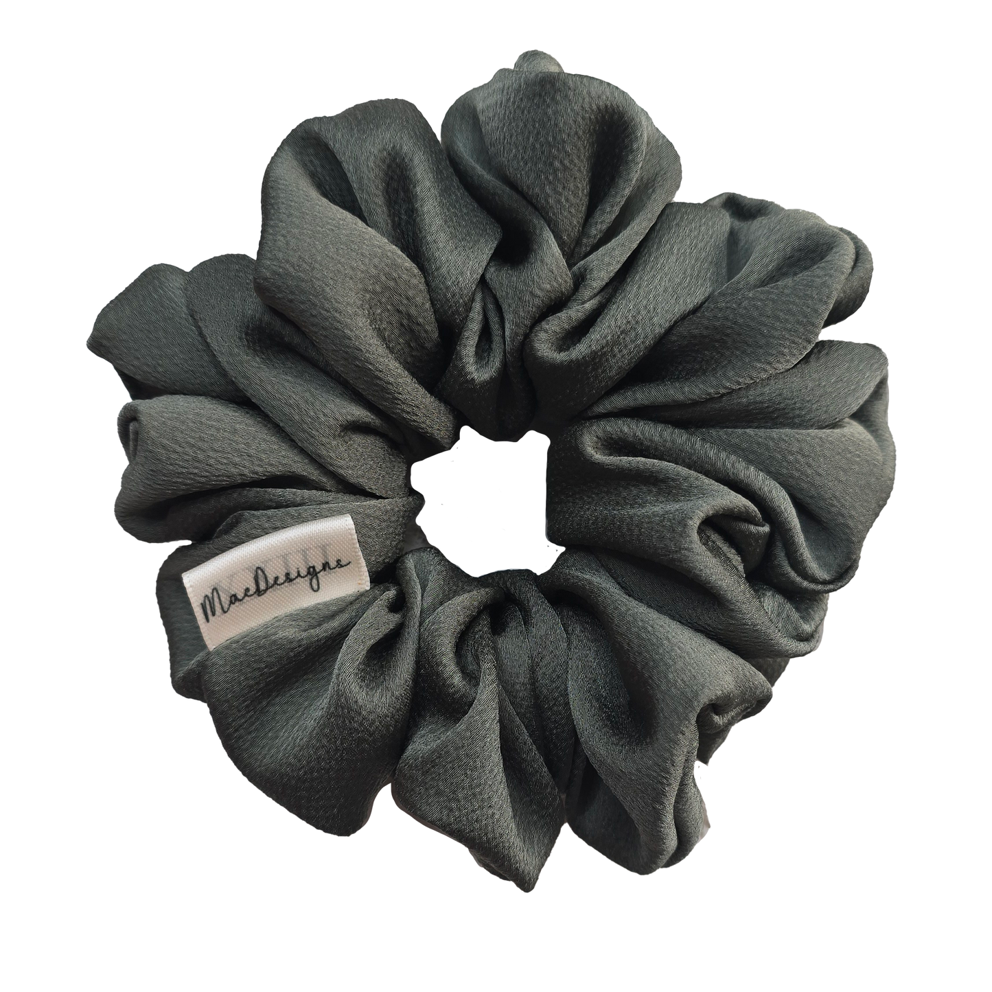 Green / Sage Bubble Satin, Fluffy Scrunchie