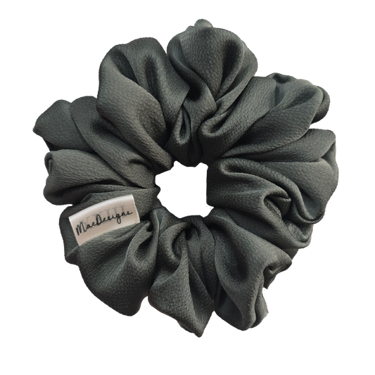 Green / Sage Bubble Satin, Fluffy Scrunchie