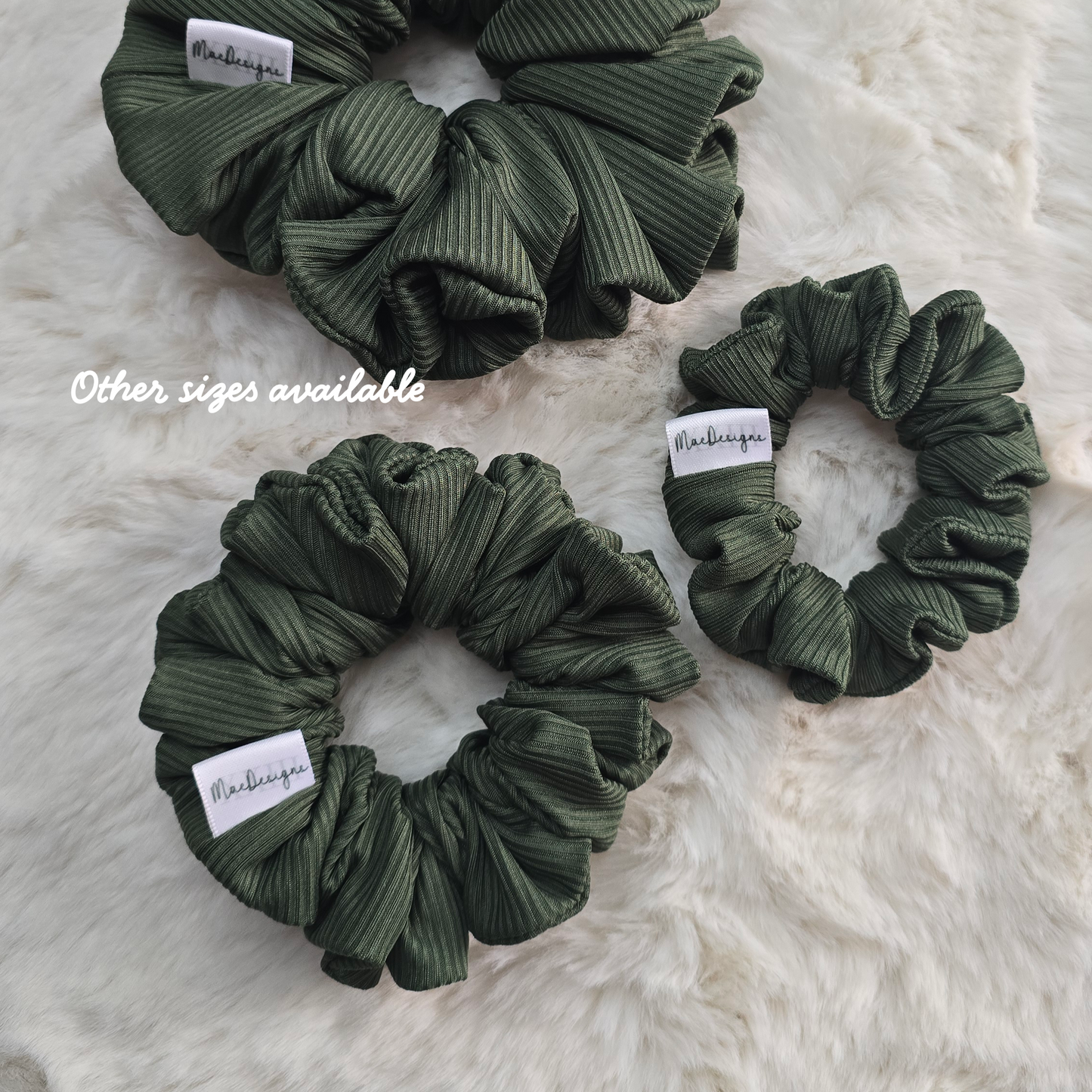 Smooth Ribbed Forrest Green XL Fluffy Hair Scrunchie