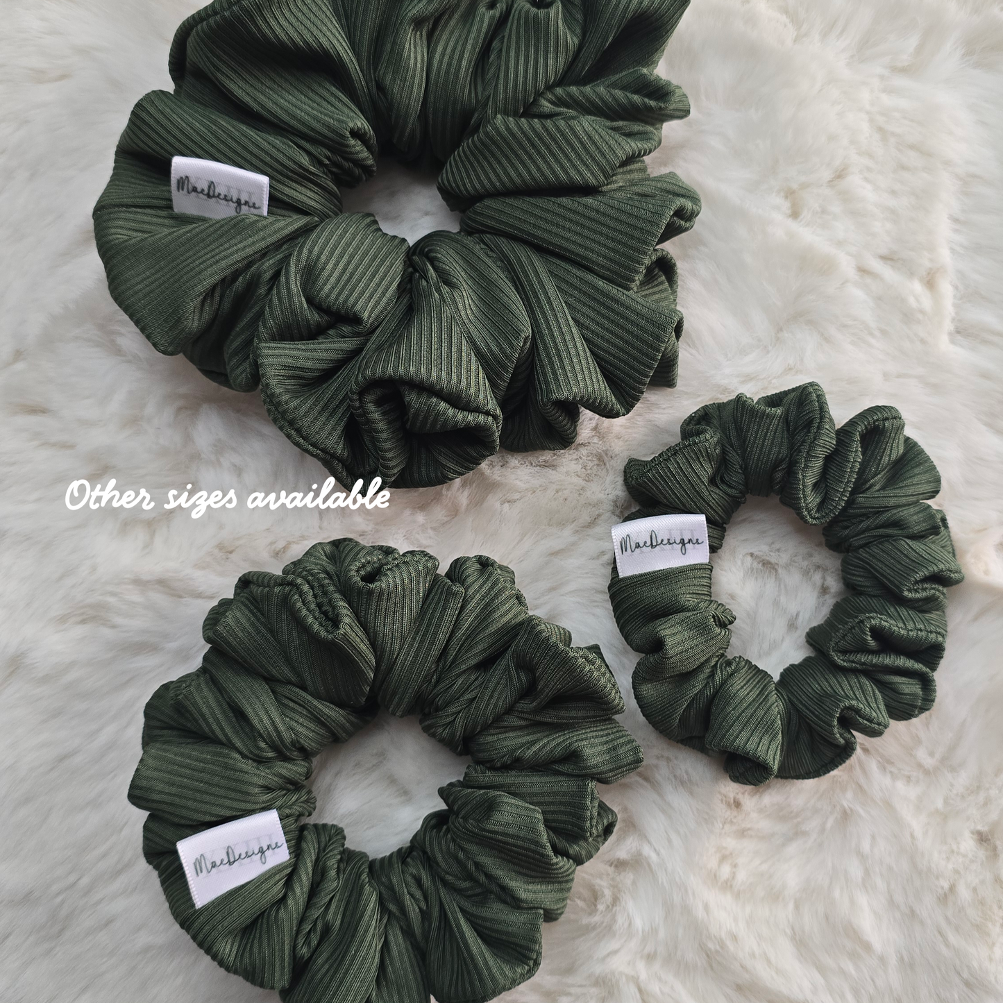 Smooth Ribbed Forrest Green Mini Hair Scrunchie