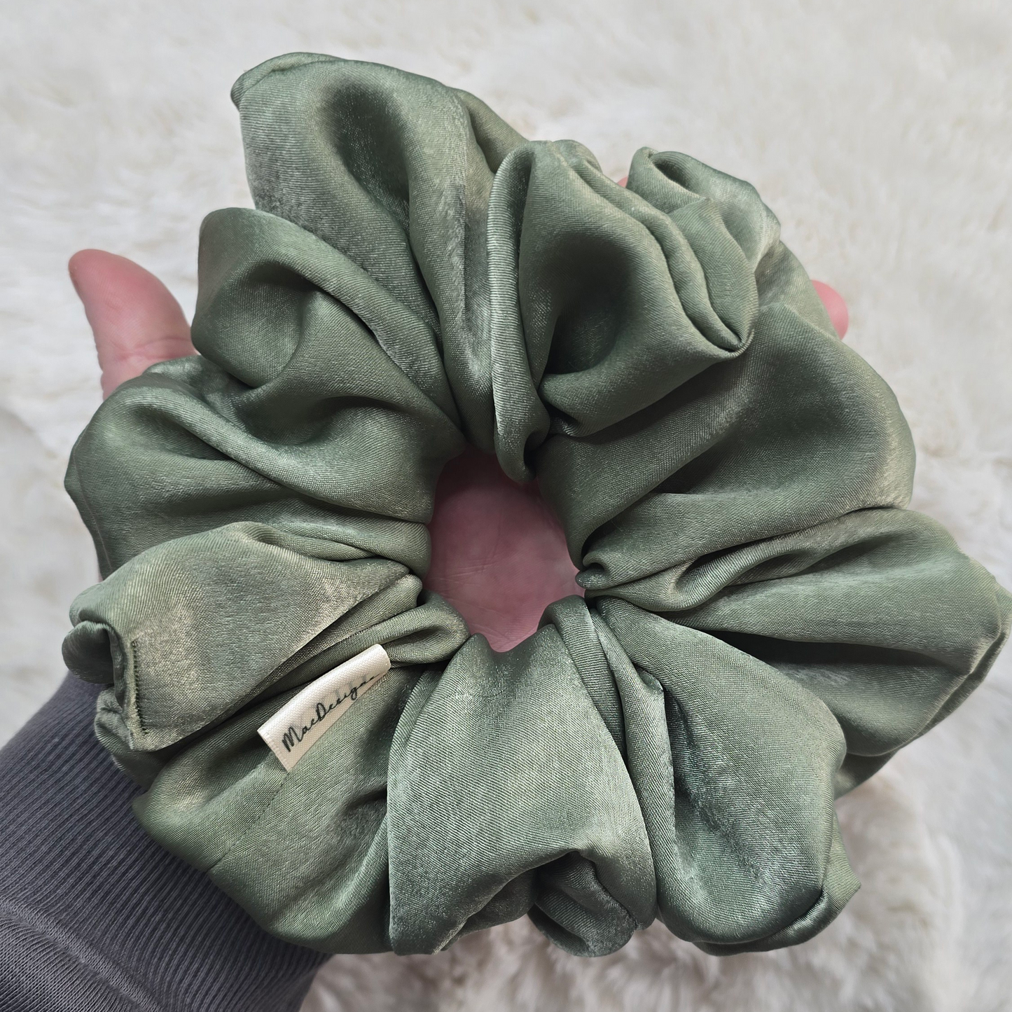 Green Velvet Touch Scrunchie, XL.