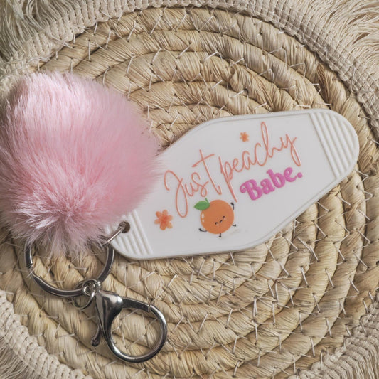 Motel Keyring - Just peachy Babe - Cute Keyring MacDesigns23