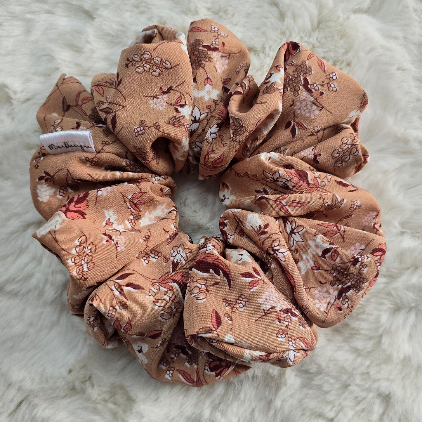 Brown floral scrunchie, XL. Simply Beautiful.