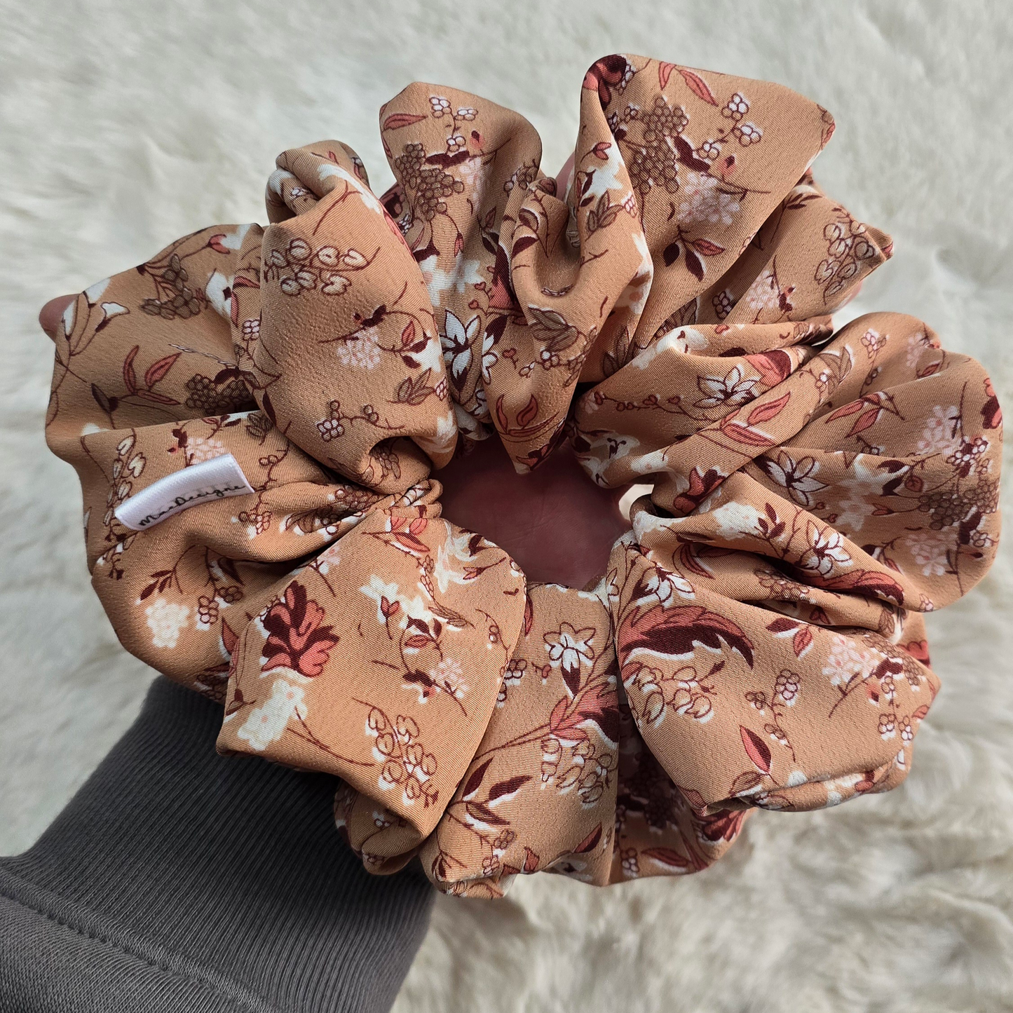 Brown floral scrunchie, XL. Simply Beautiful.