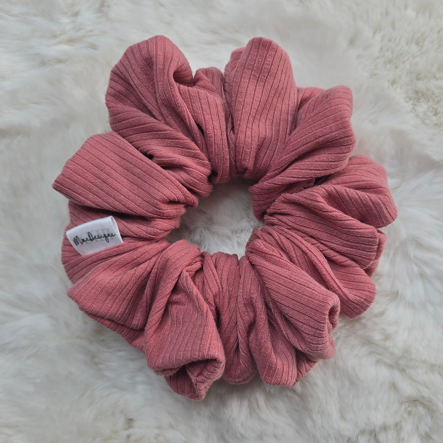 Deep pink/red wide ribbed jersey scrunchie, XL Simply beautiful.