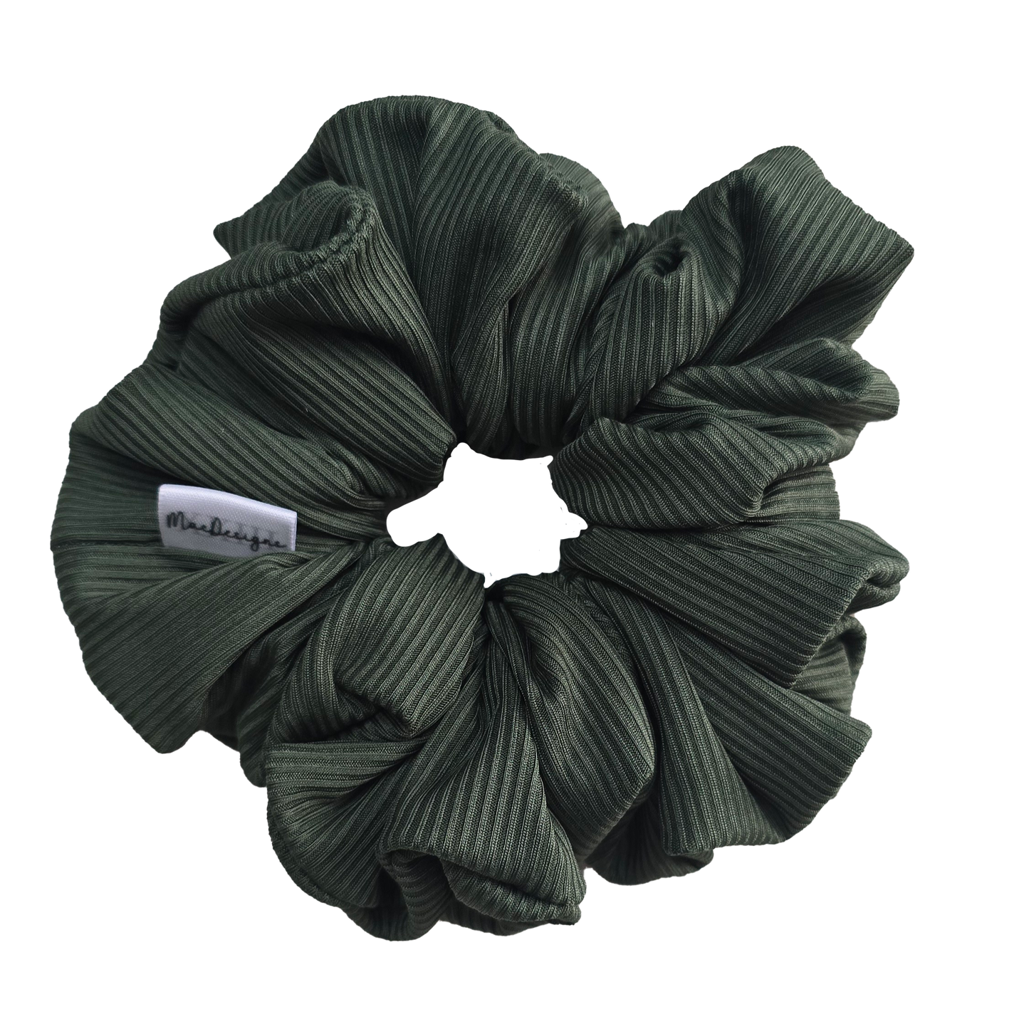 Smooth Ribbed Forrest Green XL Fluffy Hair Scrunchie